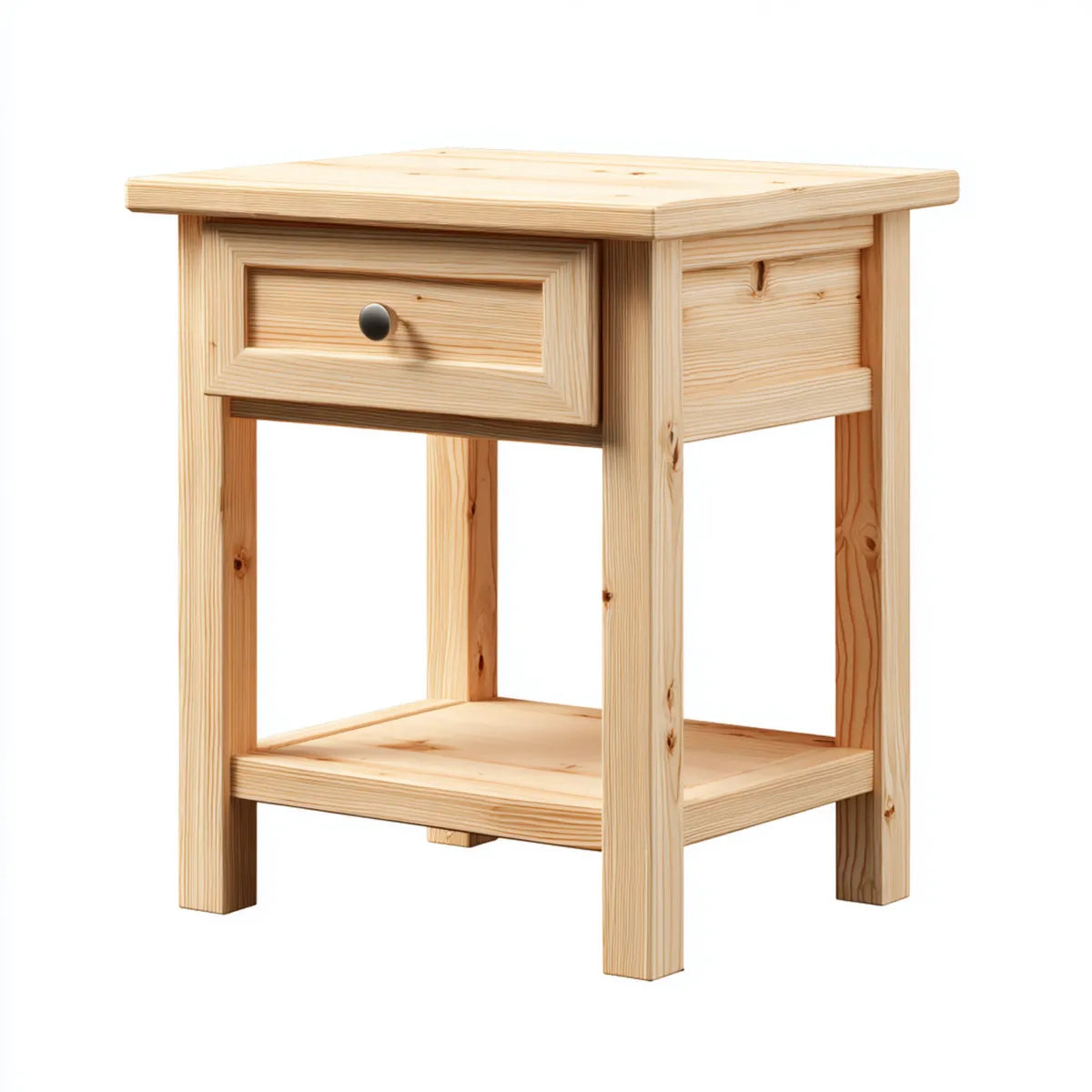 Nachttisch mit Schublade und Ablage aus massivem Kiefernholz Natur 45 x 35 x 65 cm rechteckig