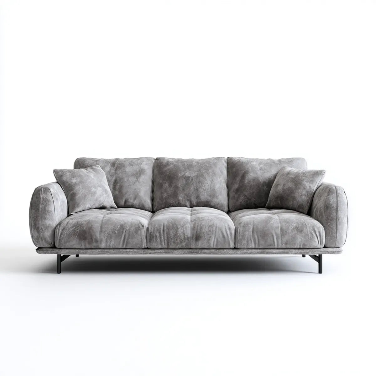 3-Sitzer Sofa Grau 220 x 95 x 85 cm Polyester-Samt Rechteckig