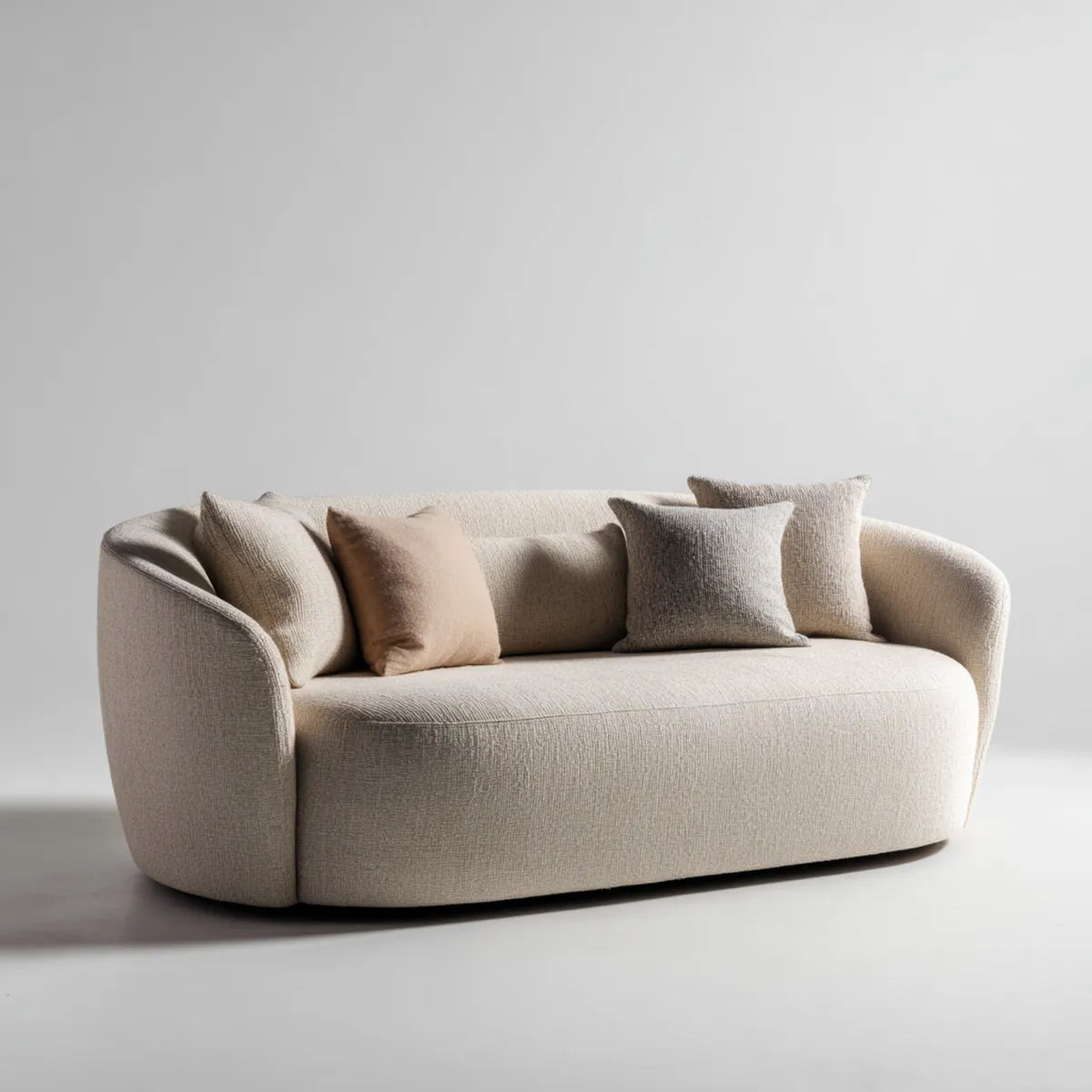 2-Sitzer Sofa Creme 190 x 95 x 75 cm Polyester-Bouclé abgerundete Form