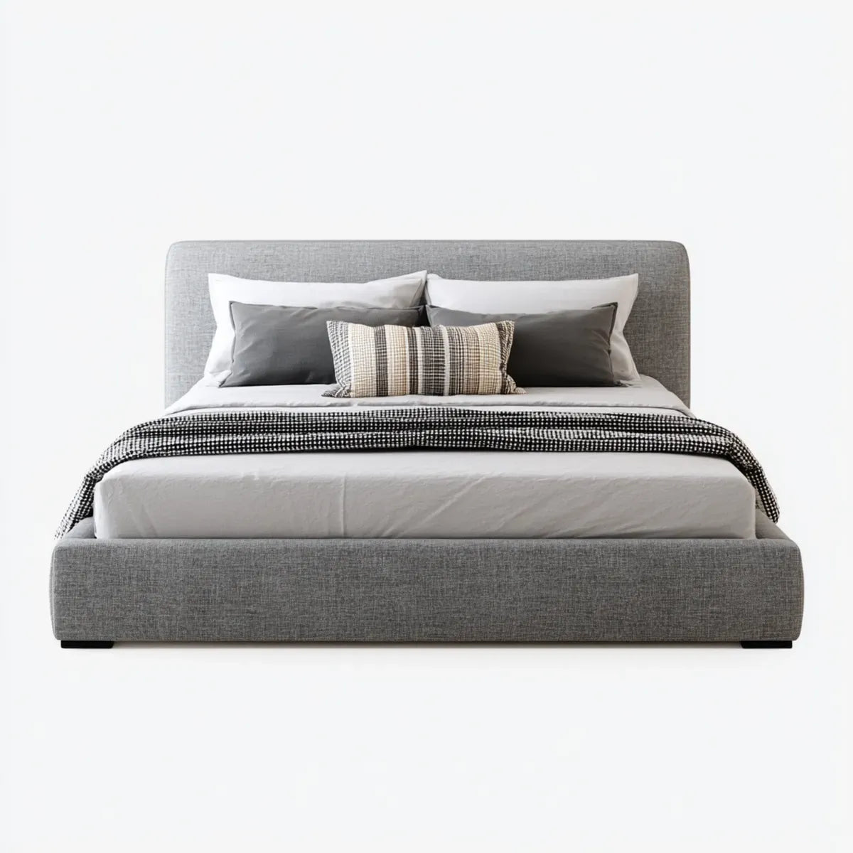 Polsterbett Doppelbett Grau 180 x 200 cm Polyester Rechteckig