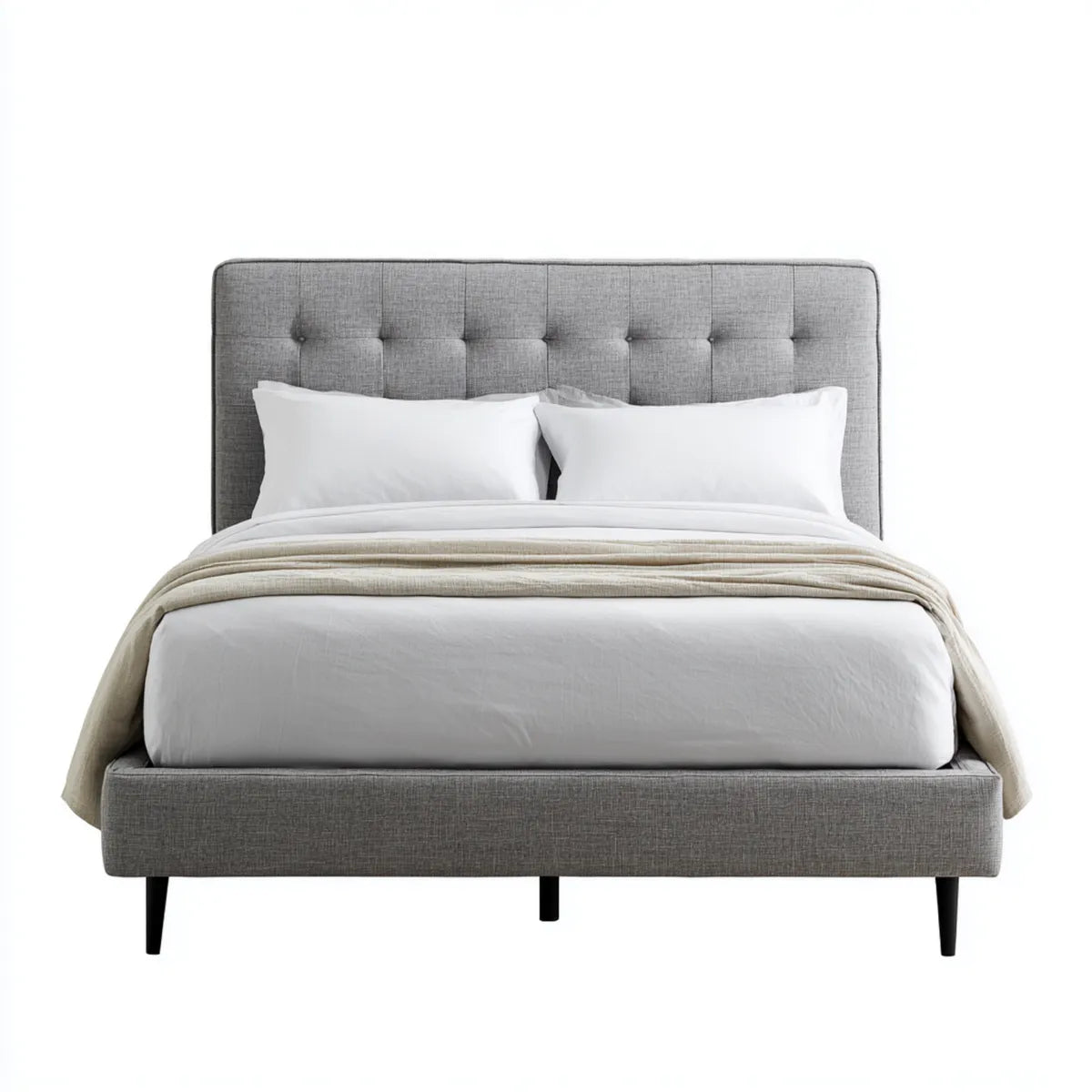 Polsterbett Doppelbett Grau 160 x 200 cm Polyester Rechteckig