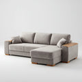 Ecksofa mit Recamiere Grau 270 x 165 x 85 cm Polyesterbezug Holzdetails L-Form