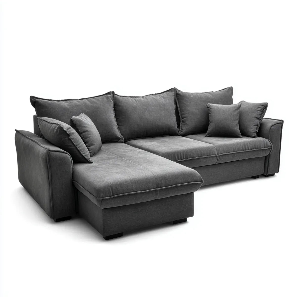 Ecksofa mit linksseitiger Recamiere Dunkelgrau 260 x 160 x 85 cm Polyester L-Form