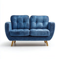 2-Sitzer Sofa Blau 140 x 78 x 88 cm Samtbezug aus Polyester mit Massivholzfüßen abgerundete Form