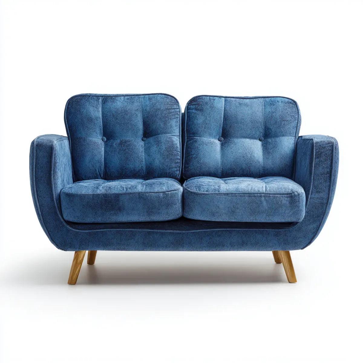 2-Sitzer Sofa Blau 140 x 78 x 88 cm Samtbezug aus Polyester mit Massivholzfüßen abgerundete Form