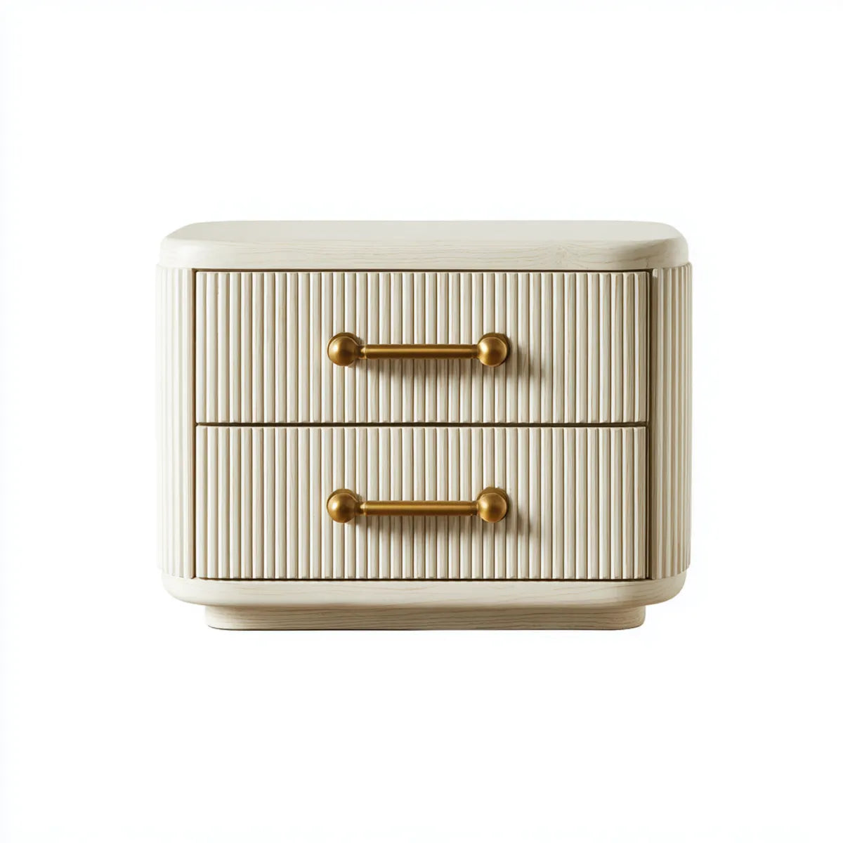 Nachttisch mit 2 Schubladen Creme 50 x 40 x 50 cm MDF abgerundet