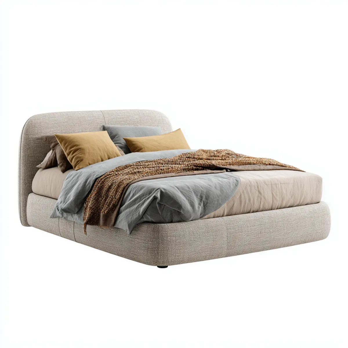 Polsterbett Doppelbett Beige 180 x 200 cm Polyester Rechteckig