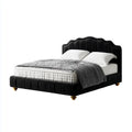 Polsterbett Doppelbett Schwarz 180 x 200 cm Polyester-Samt geschwungenes Kopfteil